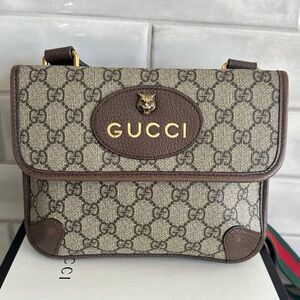 Gucci GG Supreme Monogram Neo Vintage Double Flap Messenger Bag